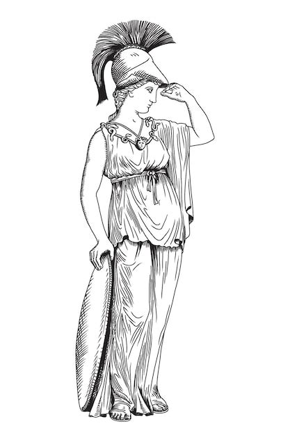 Premium Vector The Ancient Greek Goddess Of Wisdom Pallas Athena In A