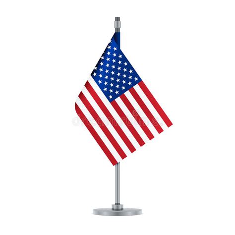 American Flag Hanging On The Metallic Pole Vector Illustration Stock