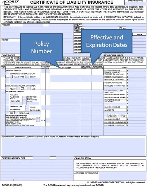 Simply Easier Acord Forms Acord 25 Policy Number And Dates Part 15