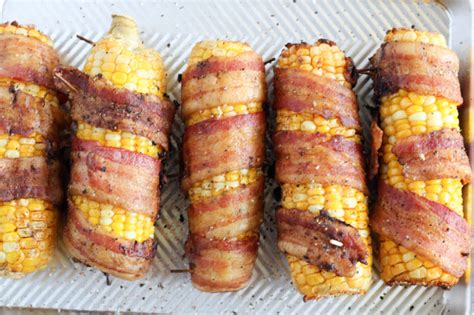 bacon wrapped smoked corn on the cob recipe bacon bacon wrapped grilled vegetables