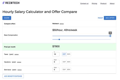 Calculating Your Compensation — Hourly To Salary Calculator Reintech