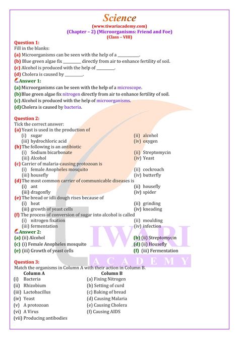 Ncert Solutions For Class Science Chapter Microorganisms Friend