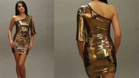 Women In Metallic Gold Dress Youtube