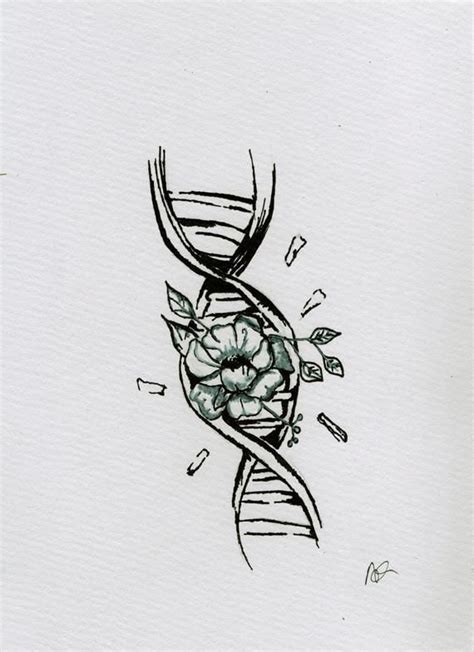 Dna And Rose Flower Tattoo Design Etsy Dna Tattoo Tattoos Science