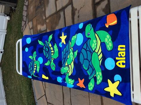 Turtle Lagoon Beach Towel Personalized Beach Towel Etsy Oversized