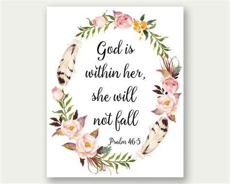 Psalm 46:5, God Is Within Her She Will Not Fall, Bible Verse Print ...
