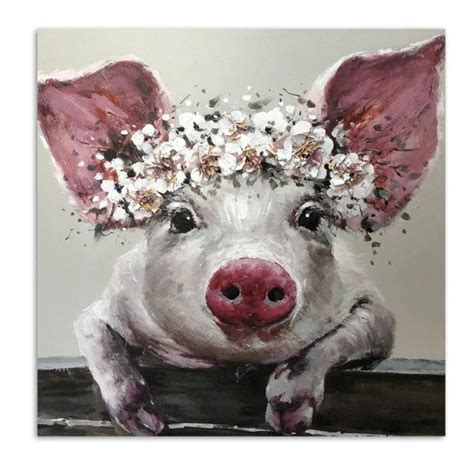 Sweet Piggy Canvas Painting Posterprintfun Pig Art Animal Art