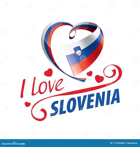 National Flag Of The Slovenia In The Shape Of A Heart And The
