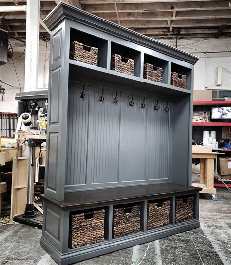 The Dublin Gray Mudroom Lockers Bench Storage Furniture Etsy Mudroom Lockers Bench With