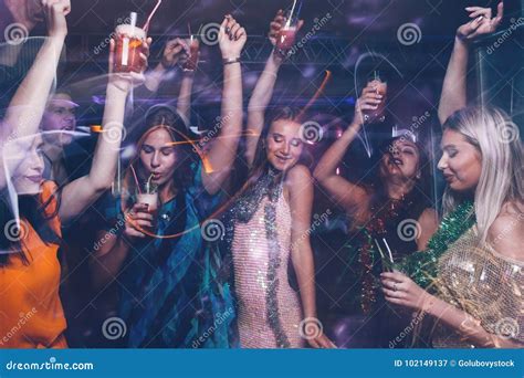New Year Dance Party In Night Club Stock Image Image Of Blurred