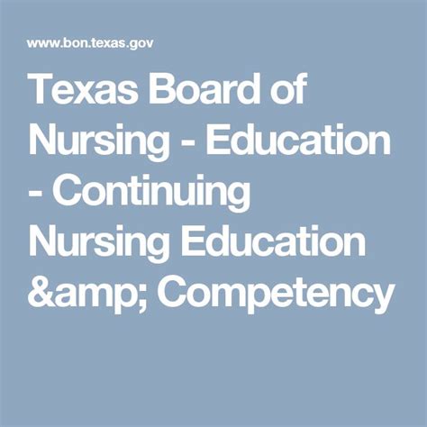 Texas Board Of Nursing Education Continuing Nursing Education