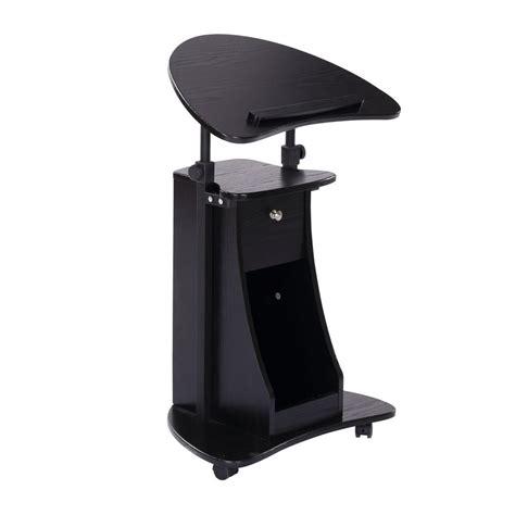 Homcom Height Adjustable Laptop Cart Rolling Mobile Podium Desk Stand W