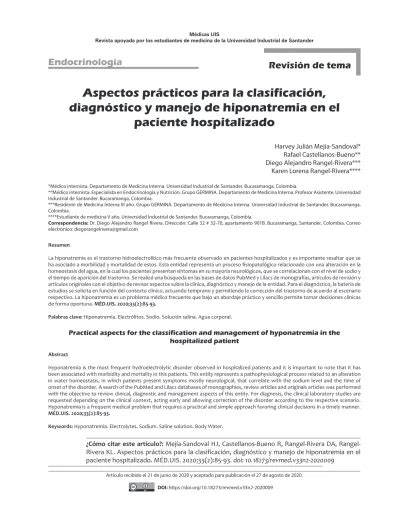 Aspectos prácticos para la clasificación diagnóstico y manejo de