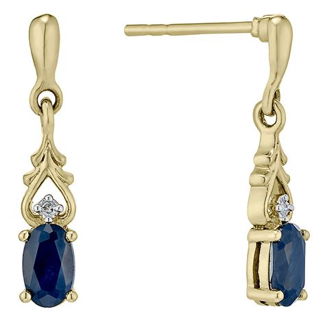 Forevermark drop diamond earrings are inspired by classic elegance and every design is a stunning jewellery statement. 9ct Gold Sapphire & Diamond Drop Earrings | H.Samuel