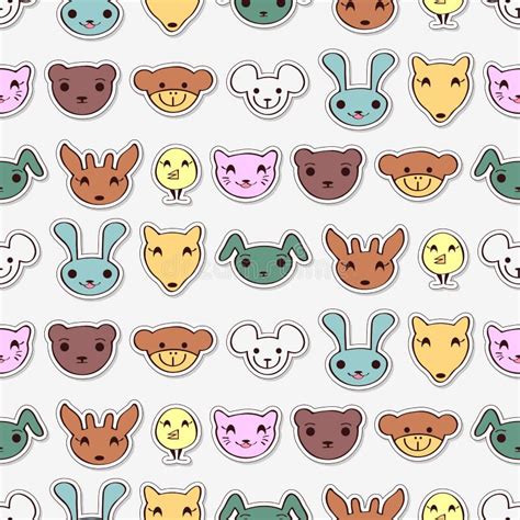 Cute Animal Faces Set Stock Vector Illustration Of Pretty 27665718