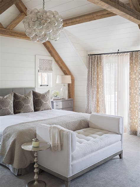 Bedroom With Rustic Wood Beams Transitional Bedroom