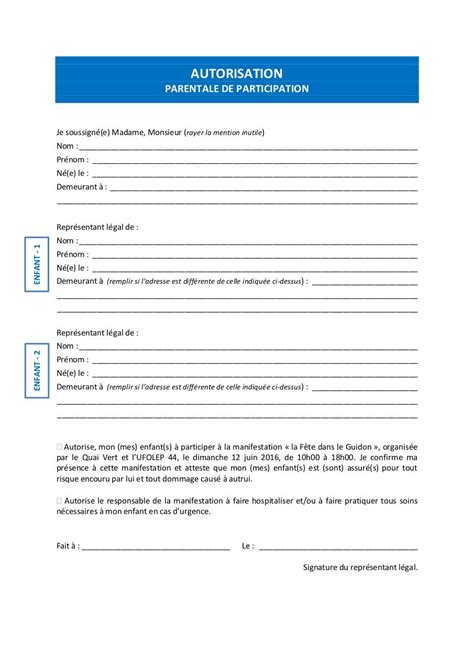 Autorisation Parentale Pour Passeport Mineur