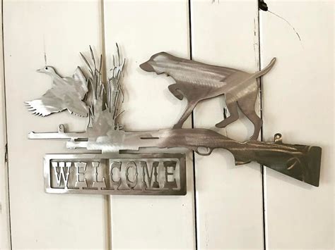 Duck Hunting Welcome Sign Metal Wall Art Home Decor Etsy