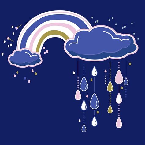 Premium Vector Rainbow Cloud With Colourful Raindrops Rain Icon Vector