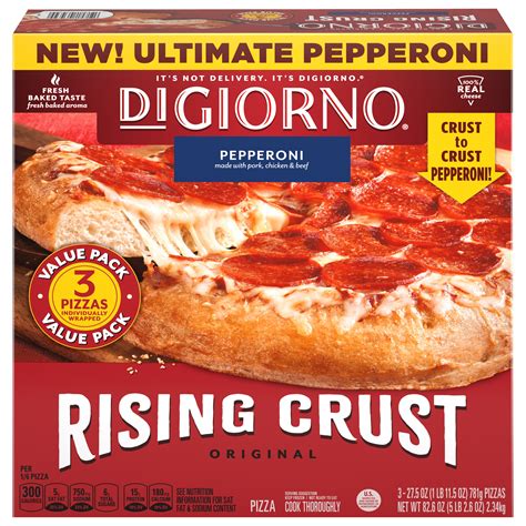 3 Pack Rising Crust Pepperoni Frozen Pizza Official Digiorno®