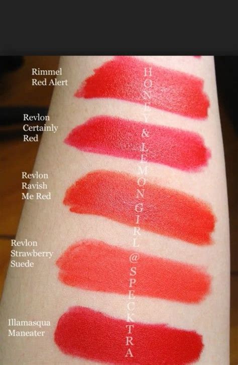 Lipstick Swatches Red Lipstick Shades Orangey Red Lipstick Revlon