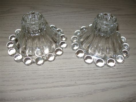 Anchor Hocking Berwick Boopie Beaded Candle Stick Holders Qty Clear