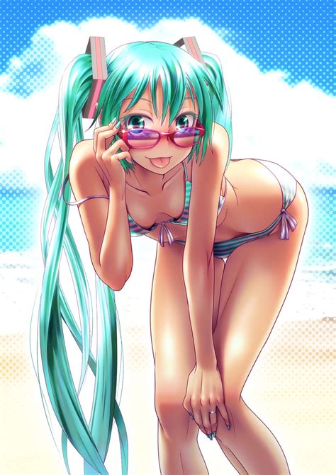 Wokada Hatsune Miku Vocaloid Face Highres Girl P Aqua Eyes Aqua Hair Bent Over