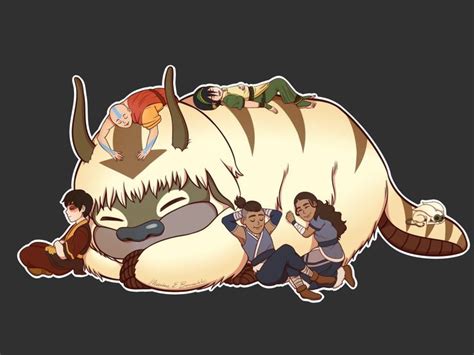Team Avatar Chilling On Fluffy Appa Avatar Airbender Avatar Picture