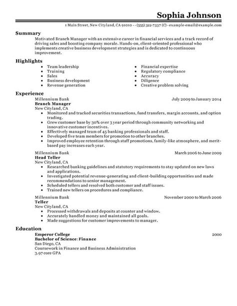 A core part of the operations. Branch Manager Resume Examples {Created by Pros ...