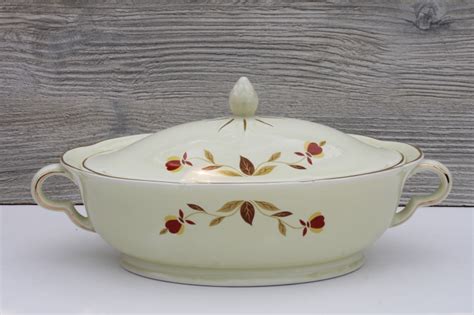 Vintage Hall China Autumn Leaf Jewel Tea Pattern Oval Vegetable Serving