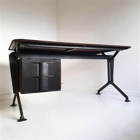 Black And Grey Arco Desk By Bbpr For Olivetti Synthesis Italy 1960