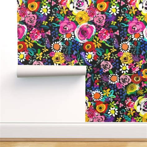 Peel And Stick Removable Wallpaper Colorful Floral Bright Flower