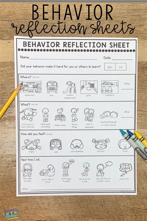 Behavior Reflection Sheets For Kids Behavior Reflection