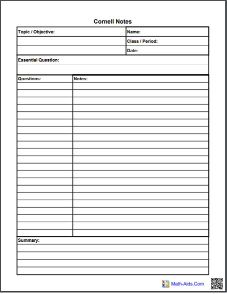 I've included templates for word 2003, word 2007, and also pdf versions. Cornell Notes Templates | Cornell notes, Cornell notes template, Notes template