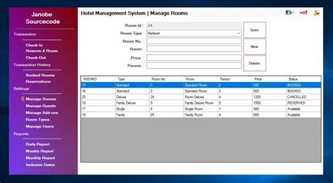 Hotel Management System In VB Net Integrated With Bunifu Framework And MySQL Database With