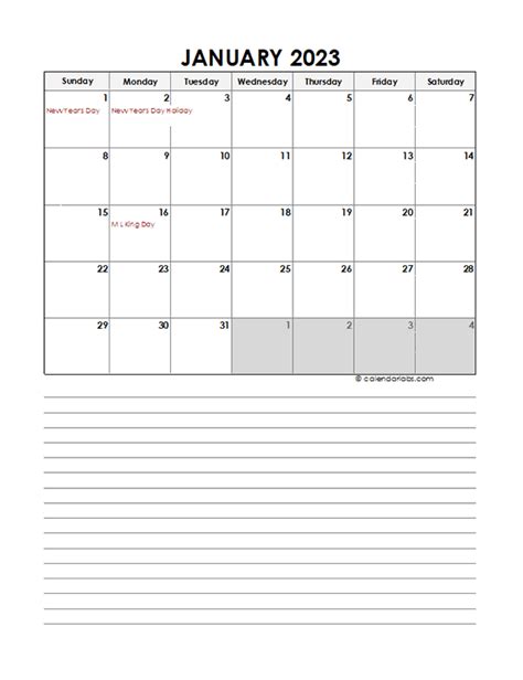 2023 Blank Excel Calendar 2023