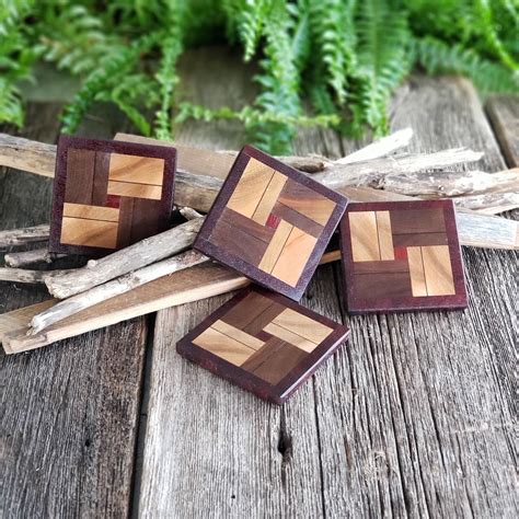 Exotic Wood Drink Coasters Set Of Four 4 Square Wood Coasters Diy