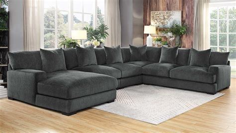 Sectional Sofa Dark Grey Baci Living Room
