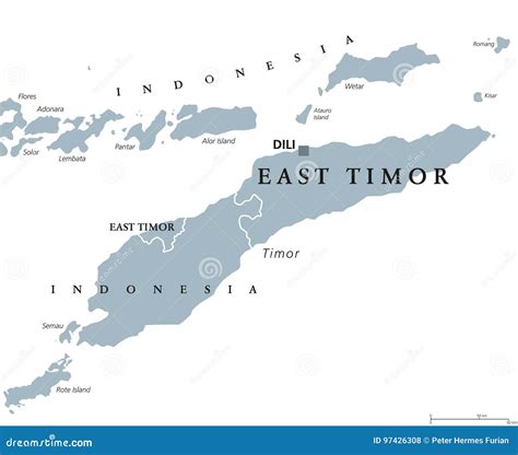 Timor Oriental O También Mapa Político De Timor Oriental Ilustración