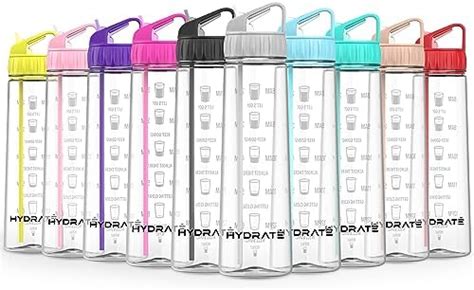 Be Active Motivational Water Bottle With Straw With Time Markings