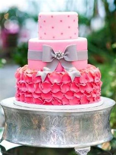 Pink Ombre Ruffle Wedding Cake