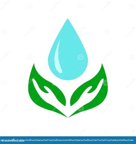Nature Conservation Icon Two Leaves And A Drop Of Water Vector