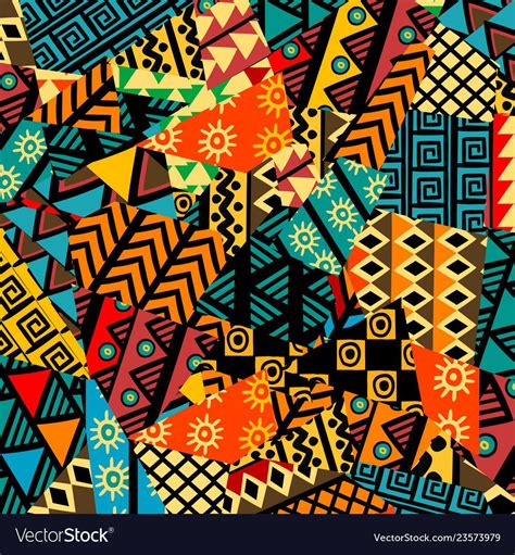 Colored African Patchwork Background With African Vector Image Tribal