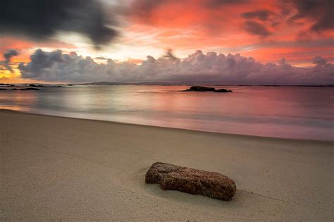 Stone Cloud Sunset Ocean Sea Beach Wallpapers Hd Desktop And
