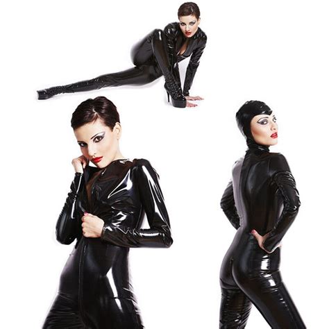 Women Sexy Black Leather Lingerie Bodysuits Erotic Leotard Costumes