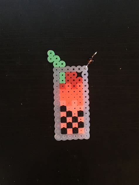 Boba Bubble Tea Perler Hama Bead Pixel Pendant Charm Necklace Etsy