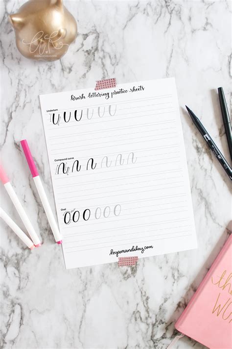 Free Brush Lettering Practice Sheets By Amanda Kay
