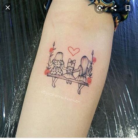 Mother And Two Daughters On A Swing Tattoo Modelo Tatuagem Tatuagem