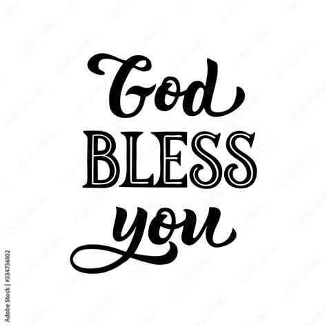 God Bless You Handwritten Lettering Phrase On A White Isolated