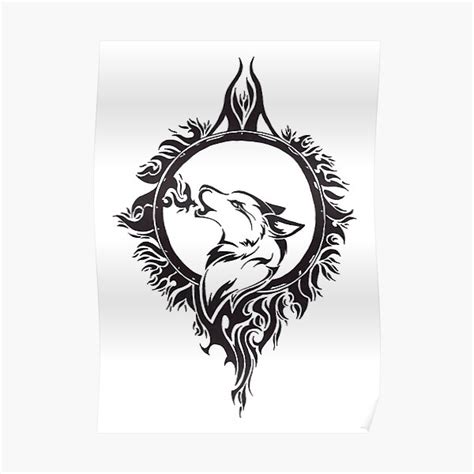 Black Fire Wolf Poster For Sale By Psyche Lab Redbubble